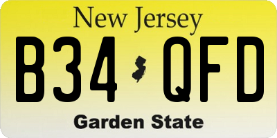 NJ license plate B34QFD