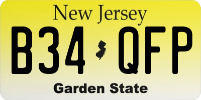 NJ license plate B34QFP