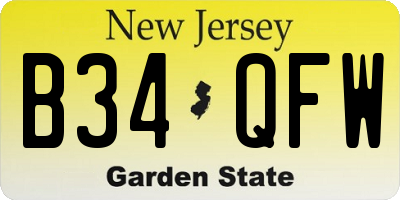 NJ license plate B34QFW