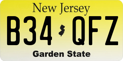 NJ license plate B34QFZ