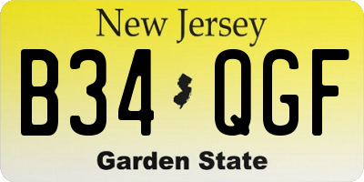 NJ license plate B34QGF