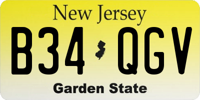 NJ license plate B34QGV