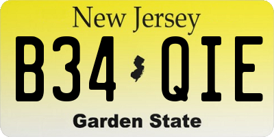 NJ license plate B34QIE
