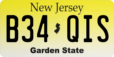 NJ license plate B34QIS