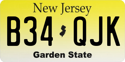 NJ license plate B34QJK