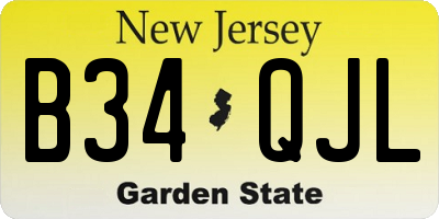 NJ license plate B34QJL