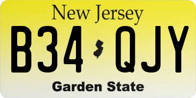 NJ license plate B34QJY