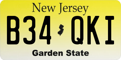 NJ license plate B34QKI
