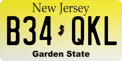 NJ license plate B34QKL