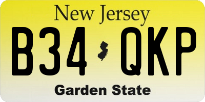 NJ license plate B34QKP