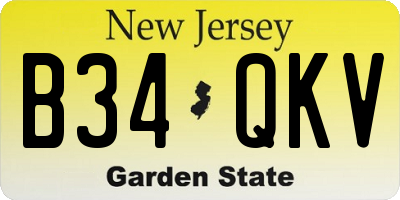 NJ license plate B34QKV
