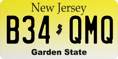 NJ license plate B34QMQ