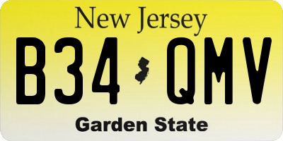 NJ license plate B34QMV