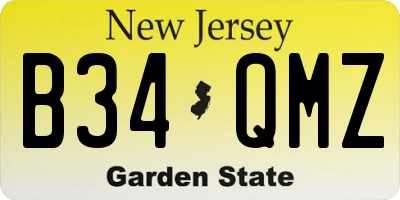 NJ license plate B34QMZ