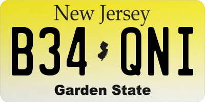 NJ license plate B34QNI