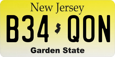 NJ license plate B34QON