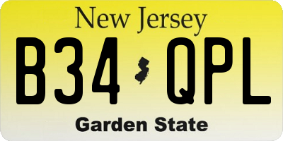 NJ license plate B34QPL