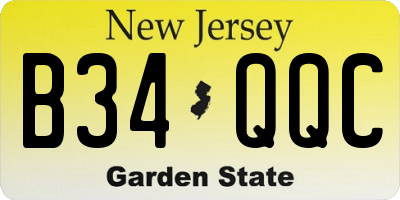 NJ license plate B34QQC