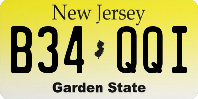 NJ license plate B34QQI