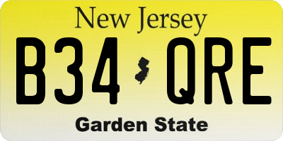 NJ license plate B34QRE