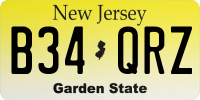 NJ license plate B34QRZ