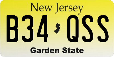 NJ license plate B34QSS