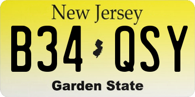 NJ license plate B34QSY