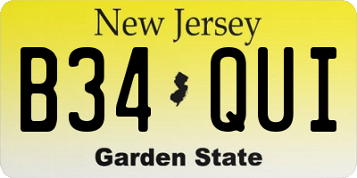 NJ license plate B34QUI