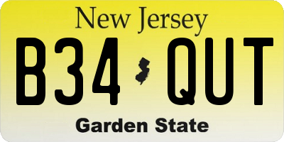 NJ license plate B34QUT