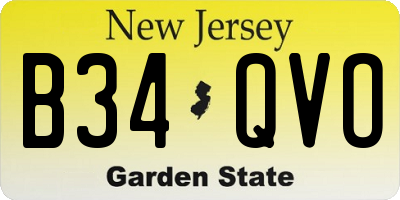 NJ license plate B34QVO
