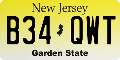 NJ license plate B34QWT