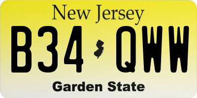 NJ license plate B34QWW