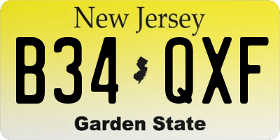 NJ license plate B34QXF