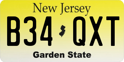 NJ license plate B34QXT