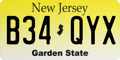 NJ license plate B34QYX