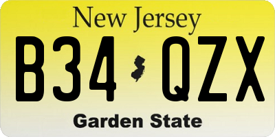 NJ license plate B34QZX