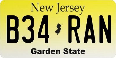 NJ license plate B34RAN