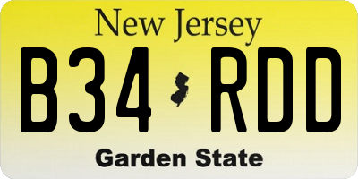 NJ license plate B34RDD