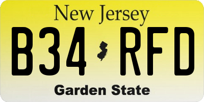NJ license plate B34RFD