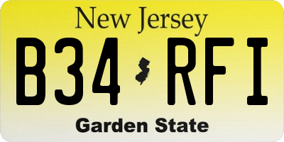 NJ license plate B34RFI
