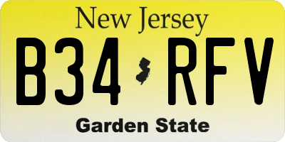 NJ license plate B34RFV