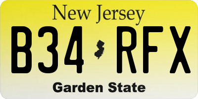 NJ license plate B34RFX
