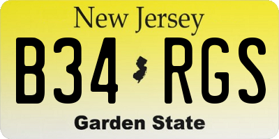 NJ license plate B34RGS