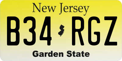 NJ license plate B34RGZ