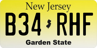 NJ license plate B34RHF