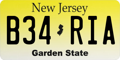 NJ license plate B34RIA
