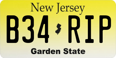 NJ license plate B34RIP