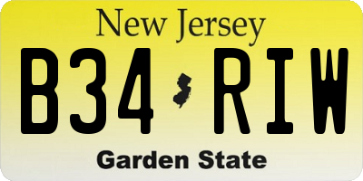 NJ license plate B34RIW