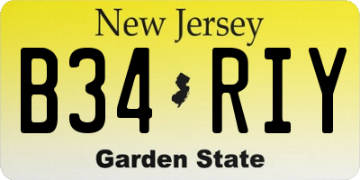 NJ license plate B34RIY
