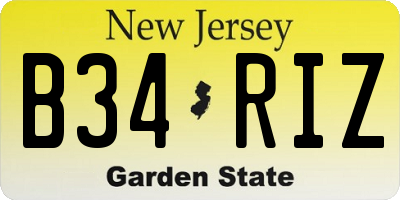 NJ license plate B34RIZ